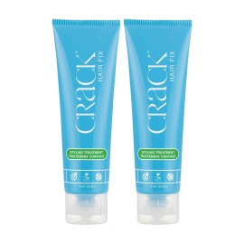 Crack HAIR FIX Styling Treatment - Multi-Tasking, Anti-Frizz, Leave-In Styling Cream with Protection from Humidity, Chlorine, Heat Treatments & Sun (3 Oz - PACK OF TWO)