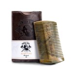 Sandalwood Beard Comb for Men - Handmade Premium Wooden Beard & Mustache Comb - Fine & Wide Tooth - Travel Pocket Size - Beard Grooming Kit for Men in PU Leather Case by Hunter Jack
