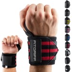 Fitgriff Wrist Wraps for Weightlifting (18) Heavy-Duty Support for Gym, Bench Press, and Pushups (1 Pair) - for Men and Women (Black/Red)