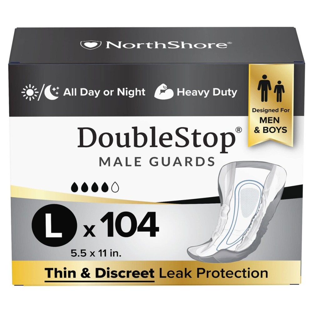 NorthShore DoubleStop Male Incontinence Protector, Large, 104 Count