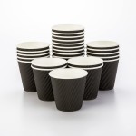 Restaurantware 8 Ounce Disposable Cups Pack of 25 Double Wall Hot Cups-Lids Sold Separately, Designed with a Rippled Wall and Black Paper Insulation, Ideal for Coffee, Hot Chocolate, and Tea