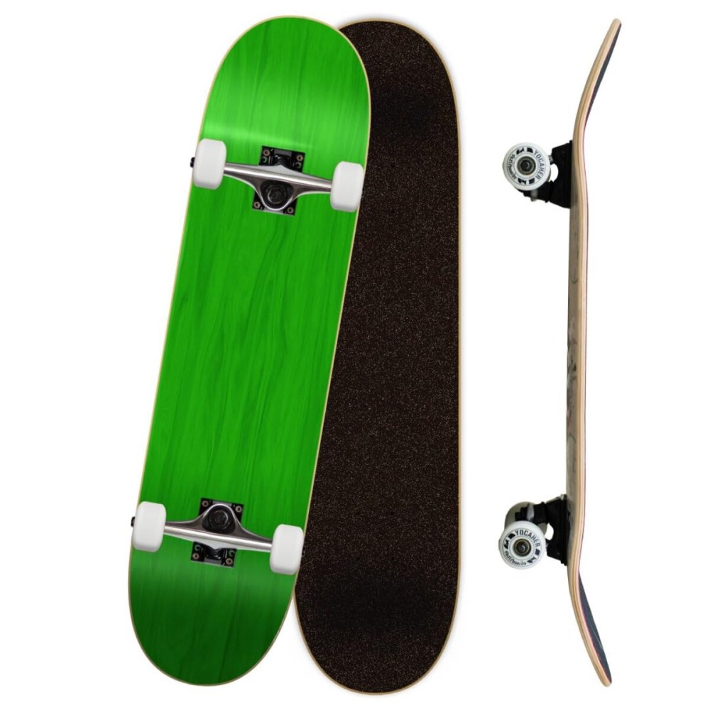 Yocaher Professional Complete 7.75 Skateboard w/7Ply Maple Deck, BlackWidow Premium Grip Tape, Aluminum Alloy Truck, ABEC-9 Bearing - Stain Green