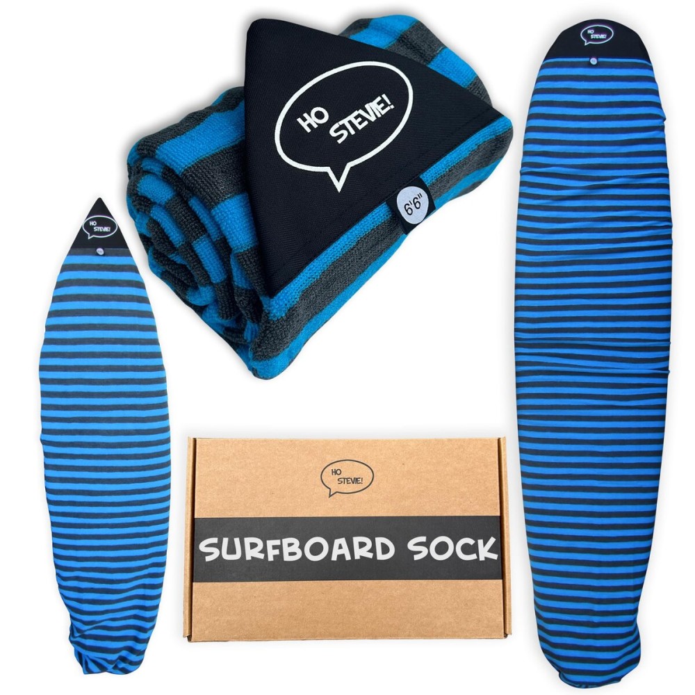 Ho Stevie! Surfboard Sock Cover - Light Protective Bag for your Surf Board (Blue and Gray, 9\'6)