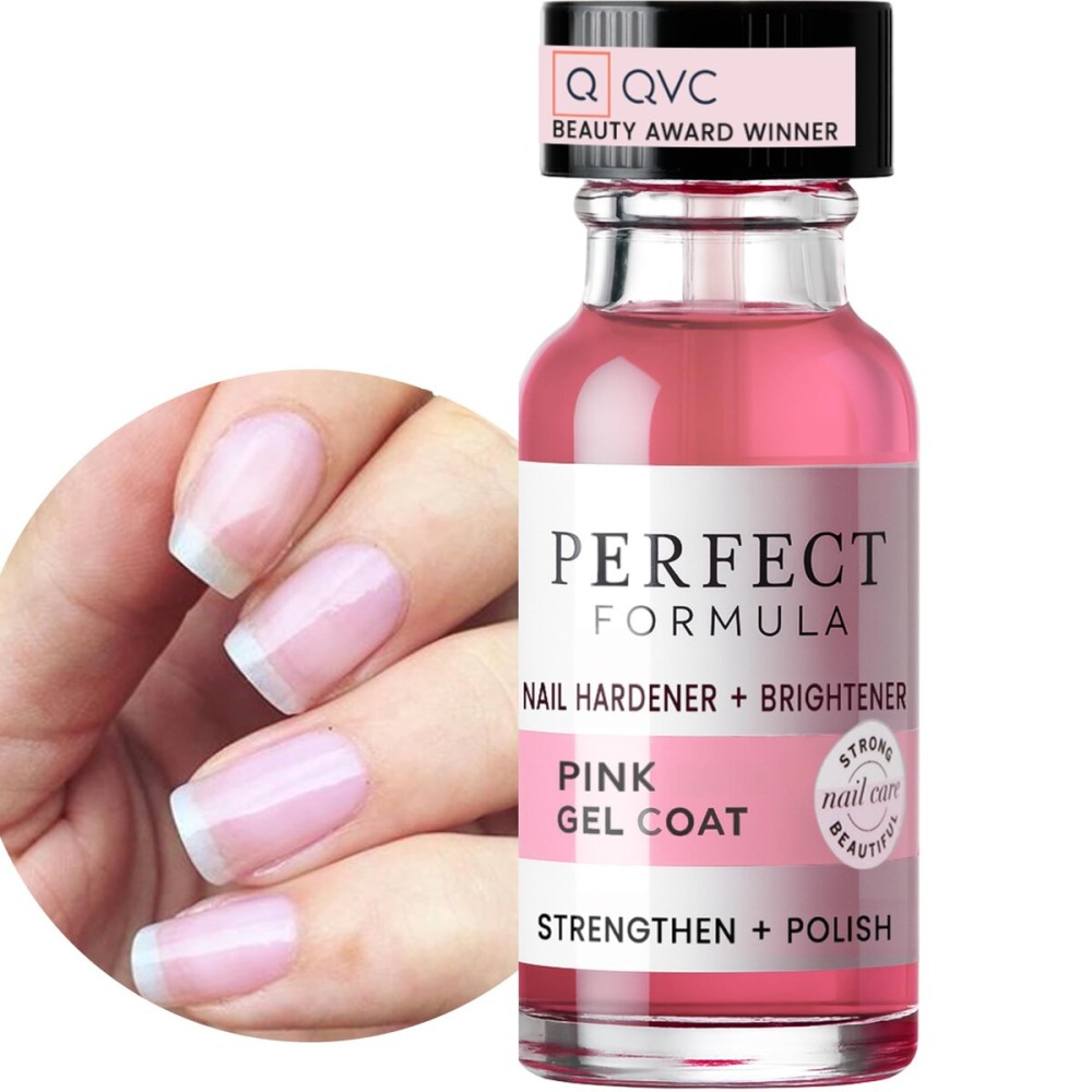 Perfect Formula Pink Gel Coat - Rosey Glow Nail Strengthener & Keratin Treatment, 0.6 oz - Protein-Rich, Glossy Pink Gel Nail Polish for Damaged Nails | Supports Growth & Repair