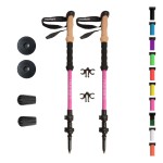Montem Ultra Strong Trekking, Walking, and Hiking Poles - One Pair (2 Poles) - Collapsible, Lightweight, Quick Locking, Weather-Resistant and Ultra Durable (Pink (EVA Foam Grip))