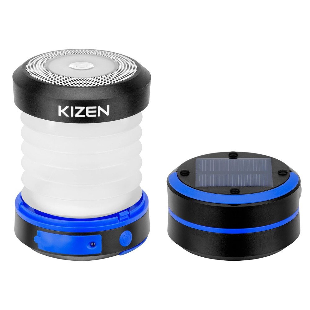Kizen Outdoor Solar Lantern - Solar or Plug Rechargeable Lantern - Collapsible LED Light for Power Outages - Camping Essential Lamp for Tent Light, Hanging, or Flashlight