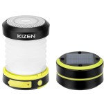 Kizen Outdoor Solar Lantern - Solar or Plug Rechargeable Lantern - Collapsible LED Light for Power Outages - Camping Essential Lamp for Tent Light, Hanging, or Flashlight - Yellow