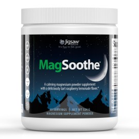 Jigsaw Health MagSoothe | Fast-Acting, Calming Magnesium Glycinate Powder Supplement | Raspberry Lemonade Flavor | 60 Servings (Jar)