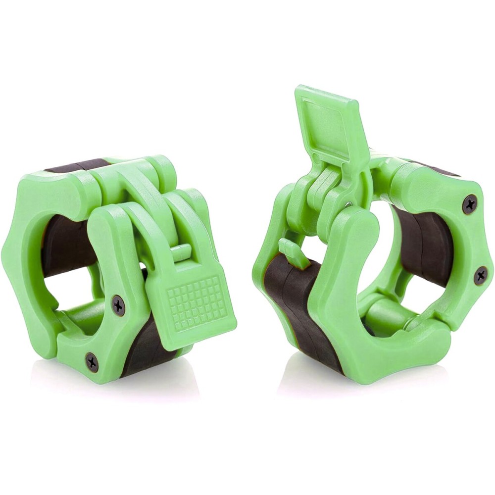 Greententljs. Olympic Bar Collar - 2 Olympic Dumbbell Bars Barbell Clamp Collars - Rogue Bumper Weights Plates Grip Collars Workout for Strength Weightlifting/Pro Training (1 Set, Green)