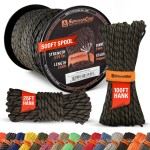 TITAN Survival Patented Paracord 550 - 25ft, 100ft, 500ft & Color Options - 620LB Strength Survival Paracord Military Spec with 3 Strands - Heavy Duty Hank Cord for Camping & Outdoors with Firestarter