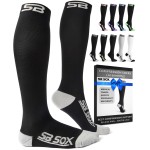 SB SOX Compression Socks for Men & Women (20-30 mmHg) - Best Support Stockings for Travel, Medical, and Sports - Perfect for Everyday Wear (Large, Black/Gray)