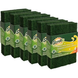 Scouring Pads - Heavy Duty Household Cleaning Scrubber with Non-Scratch Anti-Grease Technology - Reusable Scrubbing Pads - Green, 24 Pack