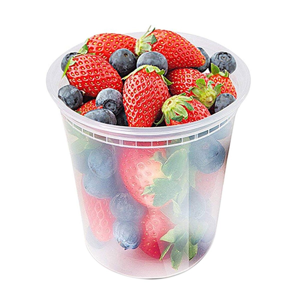 Glotoch 24 Pack 32 oz Plastic Food and Drink Storage Containers Set with Lids - Microwave, Freezer & Dishwasher Safe Eco-Friendly, BPA-Free, Reusable & Stackable