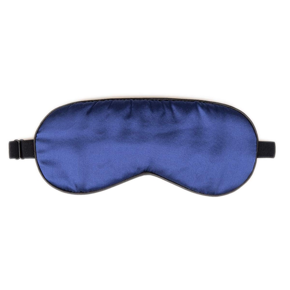 NMM Global 100% Mulberry Silk Sleep Mask Blackout, Cute Natural Sleeping Mask with Adjustable Elastic Strap, Satin Eye Cover for Men Women Adults (Navy Blue)