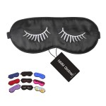 NMM Global 100% Mulberry Silk Sleep Mask Blackout, Cute Natural Sleeping Mask with Adjustable Elastic Strap, Satin Eye Cover for Men Women Adults (White Eyelashes)