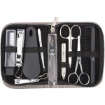 3 Swords Germany - brand quality 10 piece manicure pedicure grooming kit set for professional finger & toe nail care tweezers file clipper fashion leather case in gift box, Made by 3 Swords (01603)