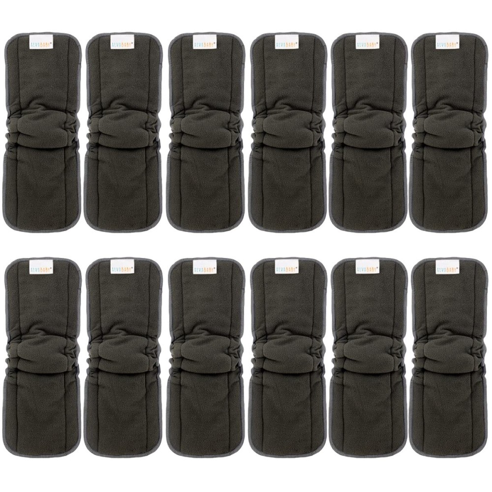 ALVABABY Reusable 5 Layers 12 Pack Inserts with Gussets for Baby Cloth Diaper and Cloth Diapers Covers 12FLN