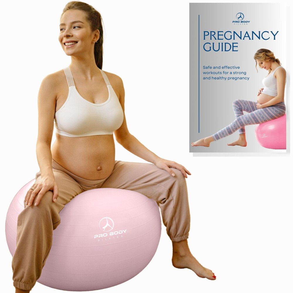 ProBody Pilates Pregnancy Ball - Yoga Ball for Pregnancy with Book, Prenatal, Labor & Postnatal Maternity Exercise (Rose, 65 cm)