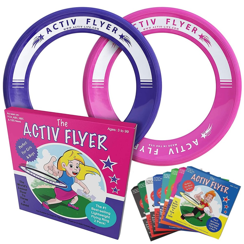 Activ Life Flying Rings for Kids - 2 Pack Fun Beach Toys - Gifts for Boys Girls Teens, Cool Family Outdoor Games, Play at Swimming Pool, Playground Birthday Presents - Pink/Purple