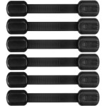 Baby Proofing Safety Cabinet Locks - Child Proof Latches for Drawer Cupboard Dresser Doors Closet Oven Refrigerator - Adjustable Childproof Straps by Oxlay - Black - 6 Pack