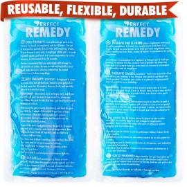 Perfect Remedy 2-Pack Gel Ice Packs for Injuries - Reusable, Soft & Flexible Hot & Cold Compress, Soothing Aid for Sprains, Strains, Soreness conditions, Alternative to Hot Water Bottles (Blue, Large)