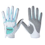 PGM Women\'s Golf Glove One Pair, Improved Grip System, Cool and Comfortable (White Blue, XL)