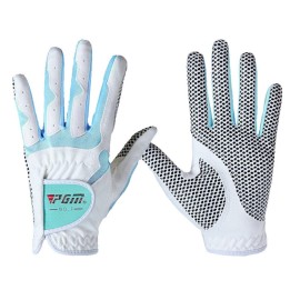 PGM Women\'s Golf Glove One Pair, Improved Grip System, Cool and Comfortable (White Blue, XL)