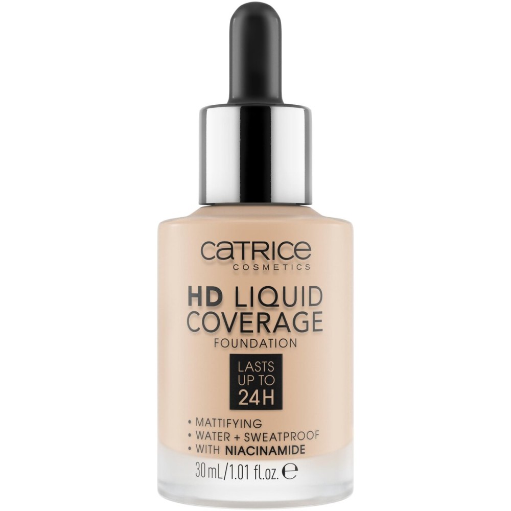Catrice | HD Liquid Coverage Foundation | 24H Wear, Matte Finish, High Coverage, Waterproof Formula with Niacinamide | Vegan & Cruelty Free (010 | Light Beige)