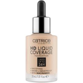 Catrice | HD Liquid Coverage Foundation | 24H Wear, Matte Finish, High Coverage, Waterproof Formula with Niacinamide | Vegan & Cruelty Free (010 | Light Beige)