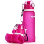 Kemier Collapsible Silicone Water Bottles-750ML,Medical Grade,BPA Free.Can Roll Up,26oz,Leak Proof Foldable Sports & Outdoor Water Bottles (Pink)