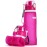 Kemier Collapsible Silicone Water Bottles-750ML,Medical Grade,BPA Free.Can Roll Up,26oz,Leak Proof Foldable Sports & Outdoor Water Bottles (Pink)