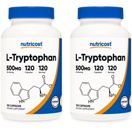 Nutricost L-Tryptophan 500mg, 120 Capsules (2 Bottles)