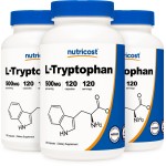 Nutricost L-Tryptophan 500mg, 120 Capsules (3 Bottles)
