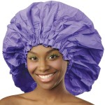 DONNA Super Jumbo Shower Cap - Comfortable Elastic Band, 100% Waterproof Hair Cap for Long Hair, Braids & Thick Styles, Reusable Big Shower Cap for Women, Keeps Hair Dry & Protected, PURPLE