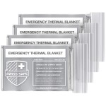 Swiss Safe 4 Pack Mylar Emergency Blankets for Survival - Compact & Insulated for Cold Weather - Designed for NASA, Outdoor, Running, Camping, Survival, First Aid Car Kit - Silver, 4 Pack
