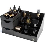 Uncluttered Designs Large Black Vanity Organizer - Countertop Mens Organizer With Drawers for Cologne, Deodorant, Beard, Shaving Lotion, Perfume & Skincare - Perfect for Bathroom & Bedroom Storage