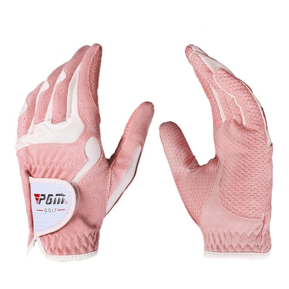 PGM Women\'s Golf Glove One Pair, Improved Grip System, Cool and Comfortable (Pink White, S)