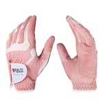PGM Women\'s Golf Glove One Pair, Improved Grip System, Cool and Comfortable (Pink White, S)
