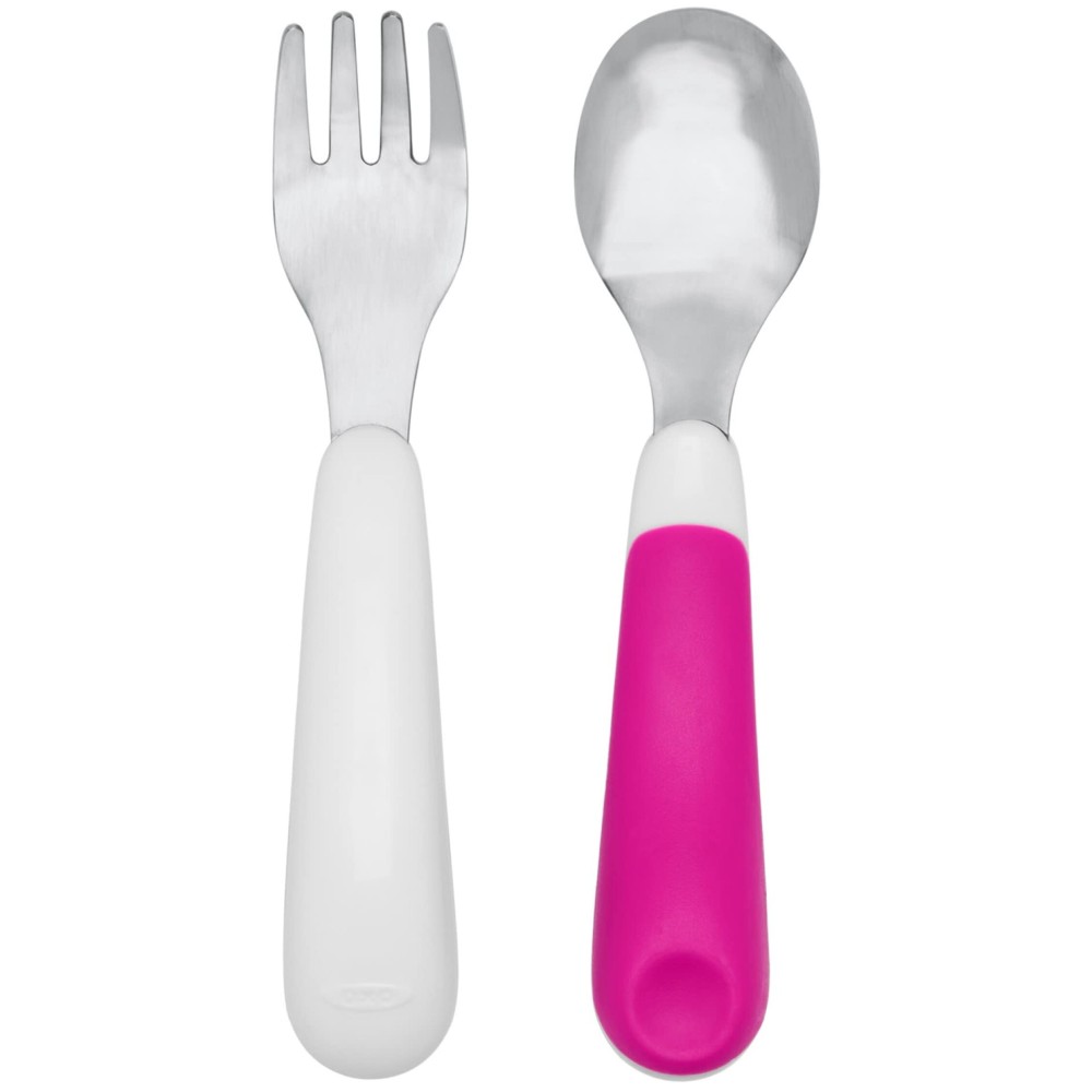 OXO Tot On-The-Go Fork and Spoon Set - Pink