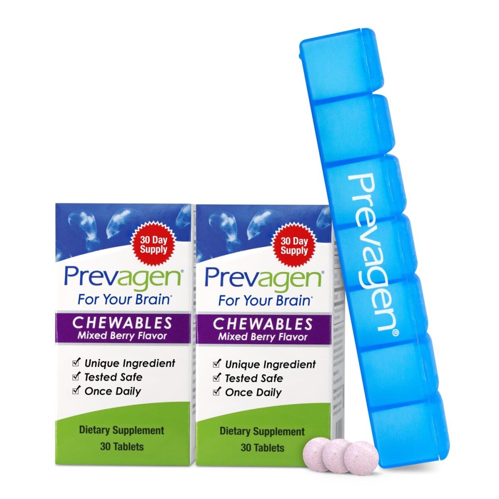 Prevagen Regular Strength Mixed Berry Chewables - 60 Tablets (2 Month Supply) | Formulated for Your Brain | 10mg of Apoaequorin Plus Vitamin D3 with 7-Day Pill Minder