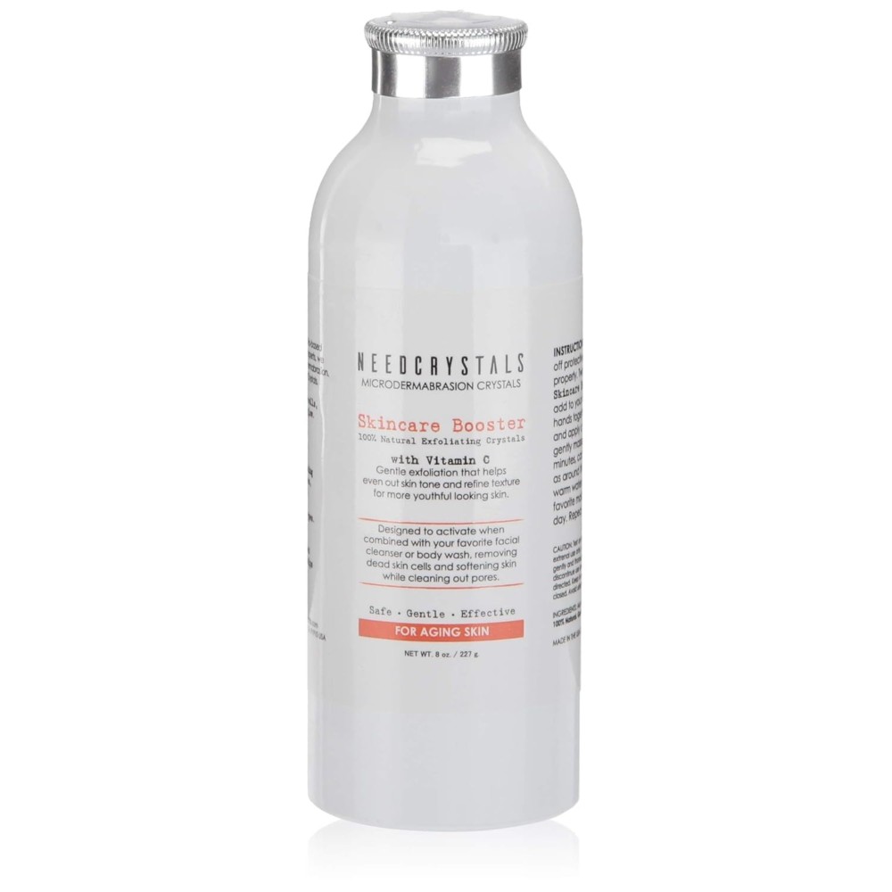NeedCrystals Microdermabrasion Crystals, DIY Face Scrub with Vitamin C. Natural Facial Exfoliator for Dull or Dry Skin Improves Wrinkles, Anti-Aging, Skin Texture & Brightening. 8 oz