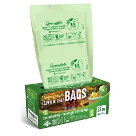 UNNI Compostable Lawn & Leaf Bags, 30-33 Gallon / 124 Liter, 40 Count Value Pack, Extra Thick 1.1 mil Yard Waste & Food Scrap Liners, BPI, CMA & OK compost HOME Certified (Meets ASTM D6400)