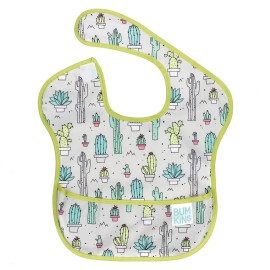 Bumkins Bibs for Girl or Boy, SuperBib Baby and Toddler 6-24 Months, Essential Must Have for Eating, Feeding, Baby Led Weaning Supplies, Mess Saving Catch Food, Waterproof Soft Fabric, Green Cactus