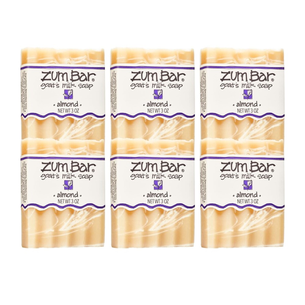Zum Indigo Wild Goat\'s Milk Soap Bar - Bar Soap for Hands & Body Made with Essential Oils - 3 oz - Almond (6 Pack)