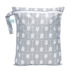 Bumkins Waterproof Wet Bag for Baby, Travel, Swim Suit, Cloth Diapers, Pump Parts, Pool, Beach, Gym Clothes, Toiletry, Hook to Stroller, Daycare, Zipper Reusable Wetdry Packing Pouch, Gray Arrows