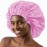 DONNA Super Jumbo Shower Cap - Comfortable Elastic Band, 100% Waterproof Hair Cap for Long Hair, Braids & Thick Styles, Reusable Big Shower Cap for Women, Keeps Hair Dry & Protected, PINK