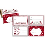Jumbo Christmas Gift Tag Stickers 60 Count Modern Red, White, Silver, and Gold Xmas Designs - Looks Great on Gifts Presents, Wrapping Paper and Gift Bags.