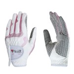 PGM Women\'s Golf Glove One Pair, Improved Grip System, Cool and Comfortable (White Pink, S)