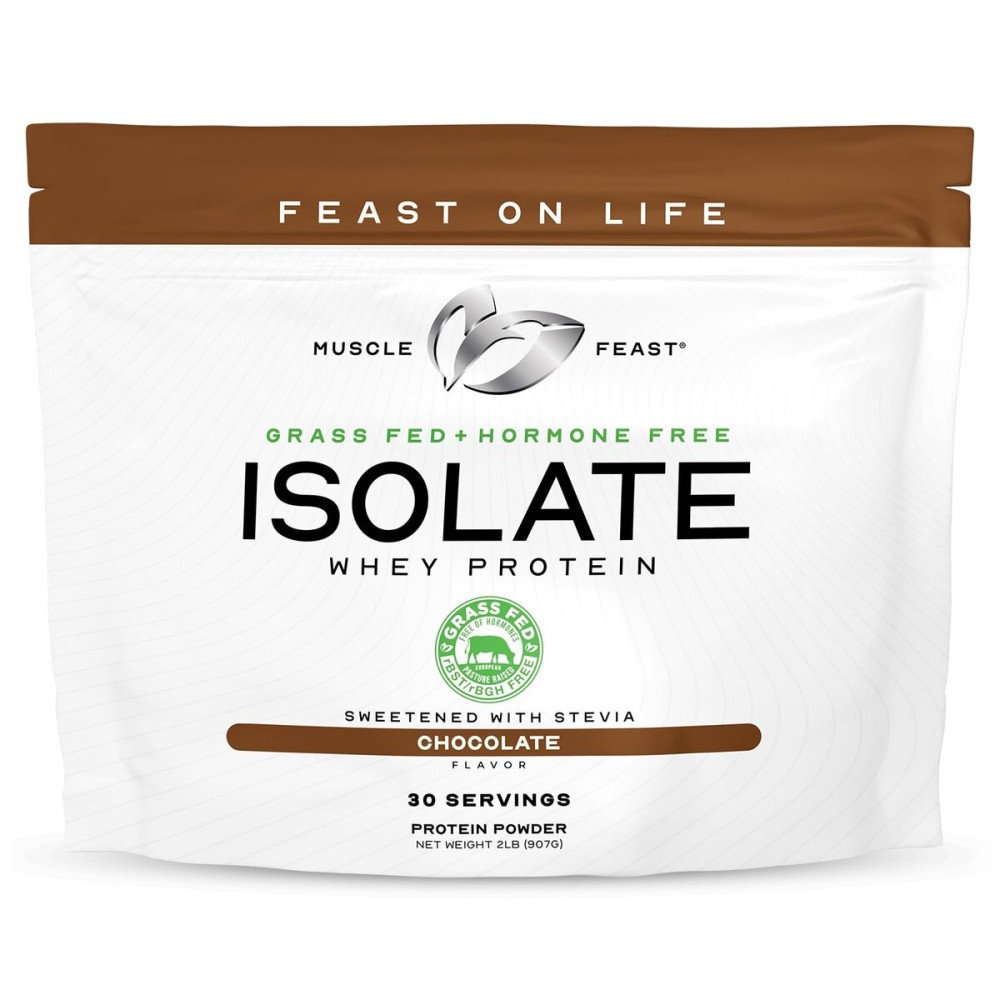Muscle Feast Isolate Grass-Fed Whey Protein, All Natural Hormone Free Pasture Raised, Whey Isolate Protein Powder for Men and Women, Clean, Gluten-Free, Delicious Isolate Protein - Chocolate, 2lb