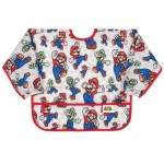 Bumkins Bibs, Baby and Toddler Girls and Boys 6-24 Months, Long Sleeve, Essential Must Have for Eating, Feeding, Mess Saving Lightweight Waterproof Fabric Sleeved Smock, Nintendo Mario and Luigi